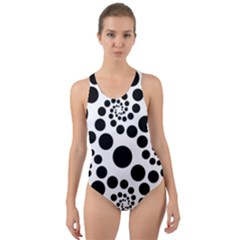 Dot Dots Round Black And White Cut-out Back One Piece Swimsuit by Amaryn4rt