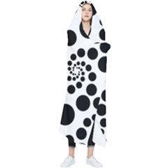 Dot Dots Round Black And White Wearable Blanket by Amaryn4rt