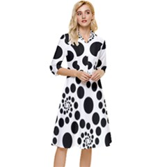 Dot Dots Round Black And White Classy Knee Length Dress by Amaryn4rt