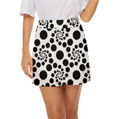 Dot Dots Round Black And White Mini Front Wrap Skirt