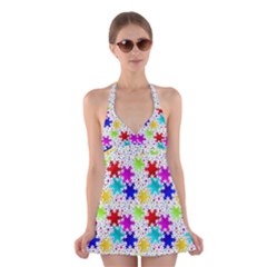 Snowflake Pattern Repeated Halter Dress Swimsuit  by Amaryn4rt