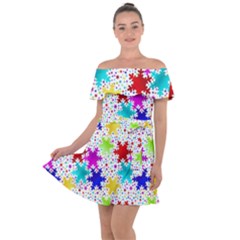 Snowflake Pattern Repeated Off Shoulder Velour Dress by Amaryn4rt