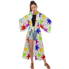 Snowflake Pattern Repeated Maxi Kimono