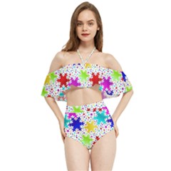 Snowflake Pattern Repeated Halter Flowy Bikini Set  by Amaryn4rt