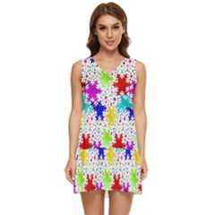 Snowflake Pattern Repeated Tiered Sleeveless Mini Dress by Amaryn4rt