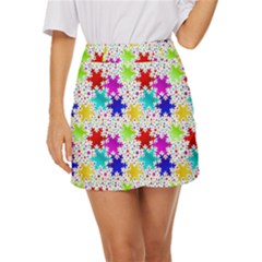 Snowflake Pattern Repeated Mini Front Wrap Skirt