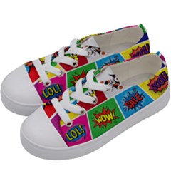 Pop Art Comic Vector Speech Cartoon Bubbles Popart Style With Humor Text Boom Bang Bubbling Expressi Kids  Low Top Canvas Sneakers by Amaryn4rt