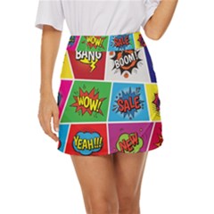 Pop Art Comic Vector Speech Cartoon Bubbles Popart Style With Humor Text Boom Bang Bubbling Expressi Mini Front Wrap Skirt