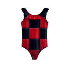 Black And Red Backgrounds- Kids  Frill Swimsuit by Amaryn4rt