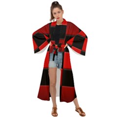 Black And Red Backgrounds- Maxi Kimono