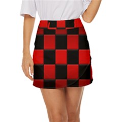 Black And Red Backgrounds- Mini Front Wrap Skirt