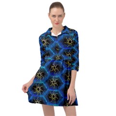 Blue Bee Hive Pattern- Mini Skater Shirt Dress by Amaryn4rt