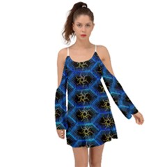 Blue Bee Hive Pattern- Boho Dress