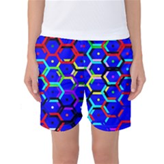 Blue Bee Hive Pattern Women s Basketball Shorts by Amaryn4rt