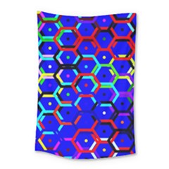 Blue Bee Hive Pattern Small Tapestry by Amaryn4rt