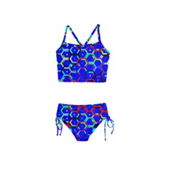 Blue Bee Hive Pattern Girls  Tankini Swimsuit by Amaryn4rt