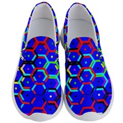 Blue Bee Hive Pattern Men s Lightweight Slip Ons by Amaryn4rt