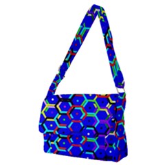 Blue Bee Hive Pattern Full Print Messenger Bag (m) by Amaryn4rt