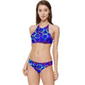 Blue Bee Hive Pattern Banded Triangle Bikini Set View1