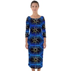 Blue Bee Hive Quarter Sleeve Midi Bodycon Dress by Amaryn4rt