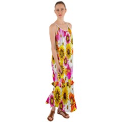 Flowers Blossom Bloom Nature Plant Cami Maxi Ruffle Chiffon Dress