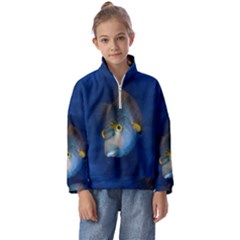 Fish Blue Animal Water Nature Kids  Half Zip Hoodie by Amaryn4rt