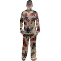 Tattoos Colorful Seamless Pattern Men s Long Sleeve Satin Pajamas Set View2