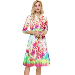 Pattern Decorated Schoolbus Tie Dye Classy Knee Length Dress by Amaryn4rt