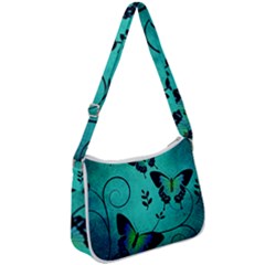 Texture Butterflies Background Zip Up Shoulder Bag by Amaryn4rt