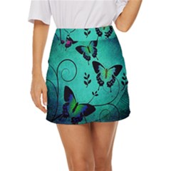 Texture Butterflies Background Mini Front Wrap Skirt