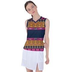 Pattern Ornaments Africa Safari Summer Graphic Women s Sleeveless Sports Top by Amaryn4rt