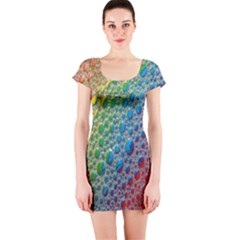 Bubbles Rainbow Colourful Colors Short Sleeve Bodycon Dress by Amaryn4rt
