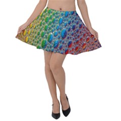 Bubbles Rainbow Colourful Colors Velvet Skater Skirt by Amaryn4rt
