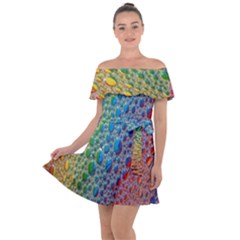Bubbles Rainbow Colourful Colors Off Shoulder Velour Dress by Amaryn4rt