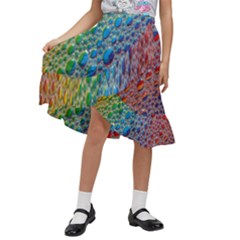 Bubbles Rainbow Colourful Colors Kids  Ruffle Flared Wrap Midi Skirt by Amaryn4rt