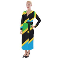 Flag Of Tanzania Velvet Maxi Wrap Dress by Amaryn4rt