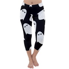 Ghost Halloween Pattern Capri Winter Leggings  by Amaryn4rt