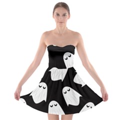 Ghost Halloween Pattern Strapless Bra Top Dress by Amaryn4rt