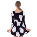 Ghost Halloween Pattern Long Sleeve Velvet Skater Dress View2