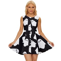 Ghost Halloween Pattern Sleeveless Button Up Dress by Amaryn4rt