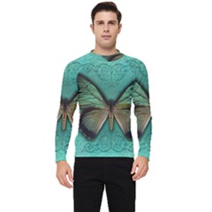 Butterfly Background Vintage Old Grunge Men s Long Sleeve Rash Guard by Amaryn4rt