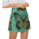 Butterfly Background Vintage Old Grunge Mini Front Wrap Skirt View3