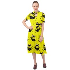 Cats Heads Pattern Design Keyhole Neckline Chiffon Dress by Amaryn4rt