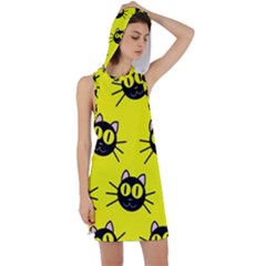 Cats Heads Pattern Design Racer Back Hoodie Dress by Amaryn4rt