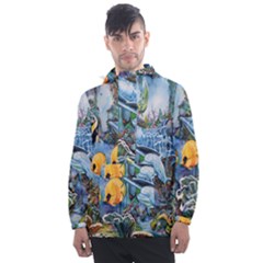 Colorful Aquatic Life Wall Mural Men s Front Pocket Pullover Windbreaker by Simbadda