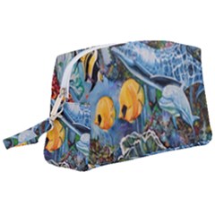 Colorful Aquatic Life Wall Mural Wristlet Pouch Bag (large) by Simbadda