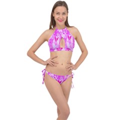 Butterfly Cut Out Pattern Colorful Colors Cross Front Halter Bikini Set by Simbadda