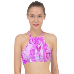 Butterfly Cut Out Pattern Colorful Colors Racer Front Bikini Top by Simbadda