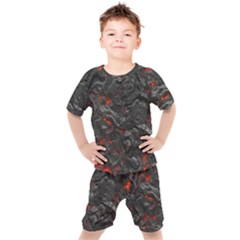 Volcanic Lava Background Effect Kids  Tee And Shorts Set by Simbadda