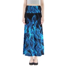 Digitally Created Blue Flames Of Fire Full Length Maxi Skirt by Simbadda